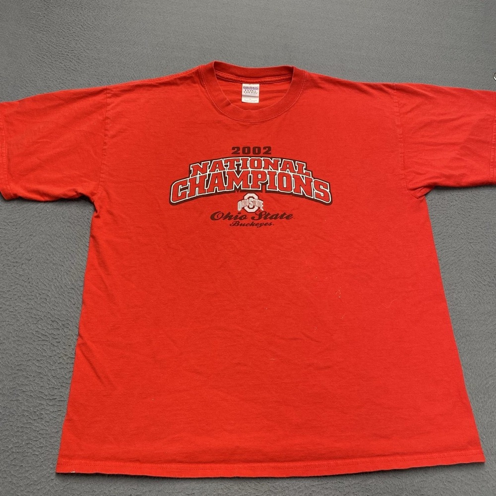 Vintage Ohio State Buckeyes Shirt Mens XL Red NCAA Football Gildan 2002 Champs